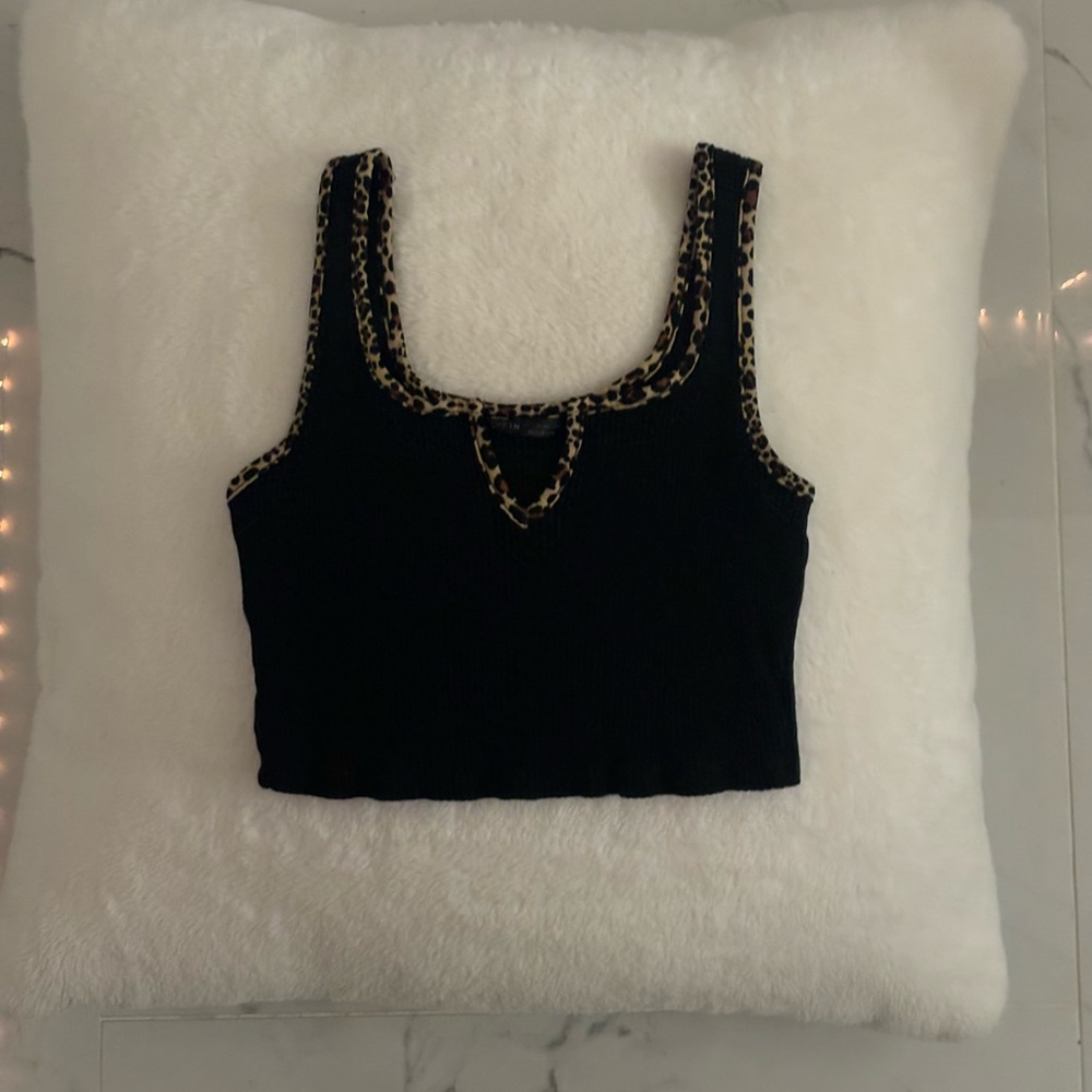 black tank top with animal print